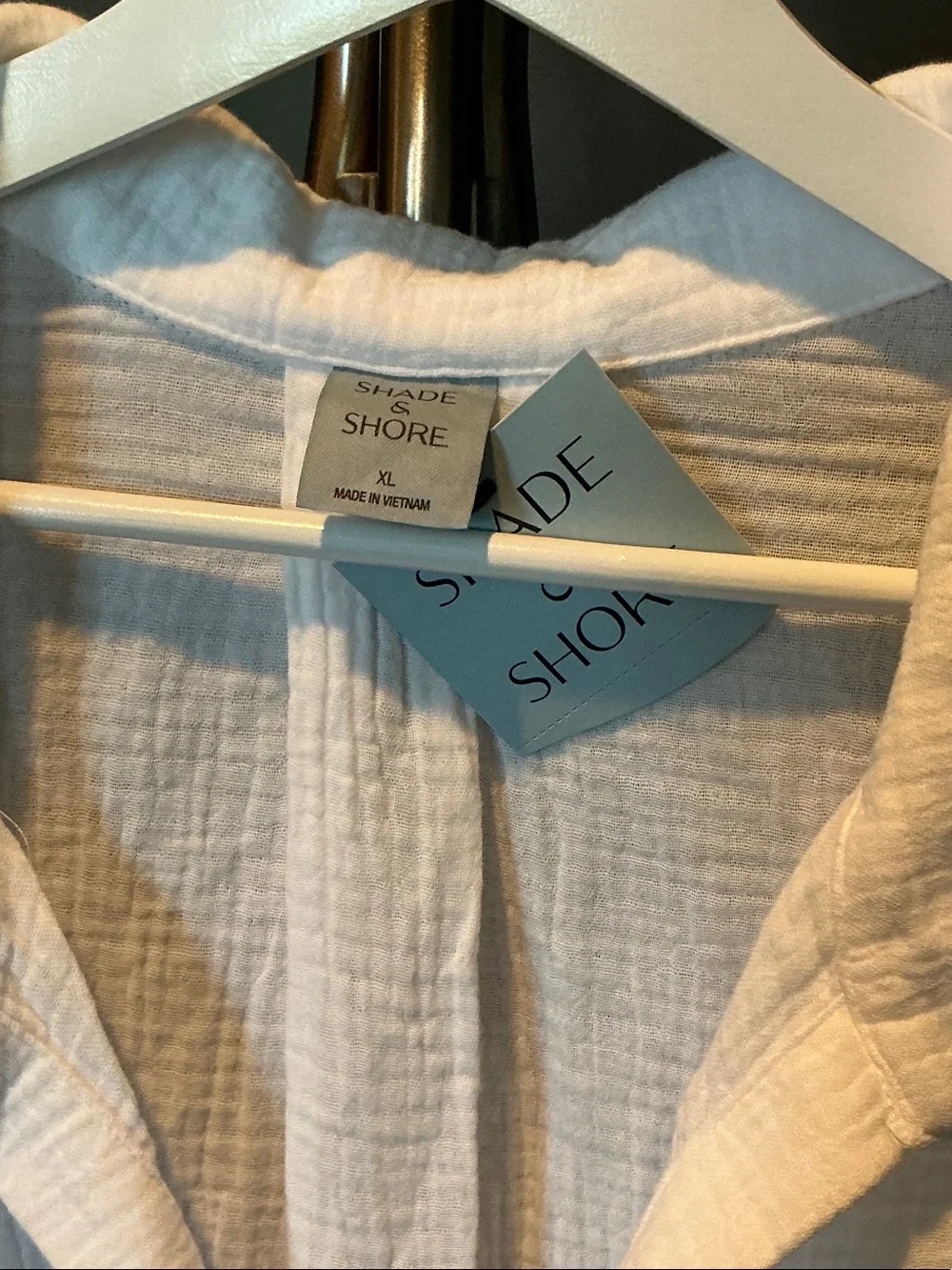 Shade & Shore White Lightweight Button-Front Swim Coverup